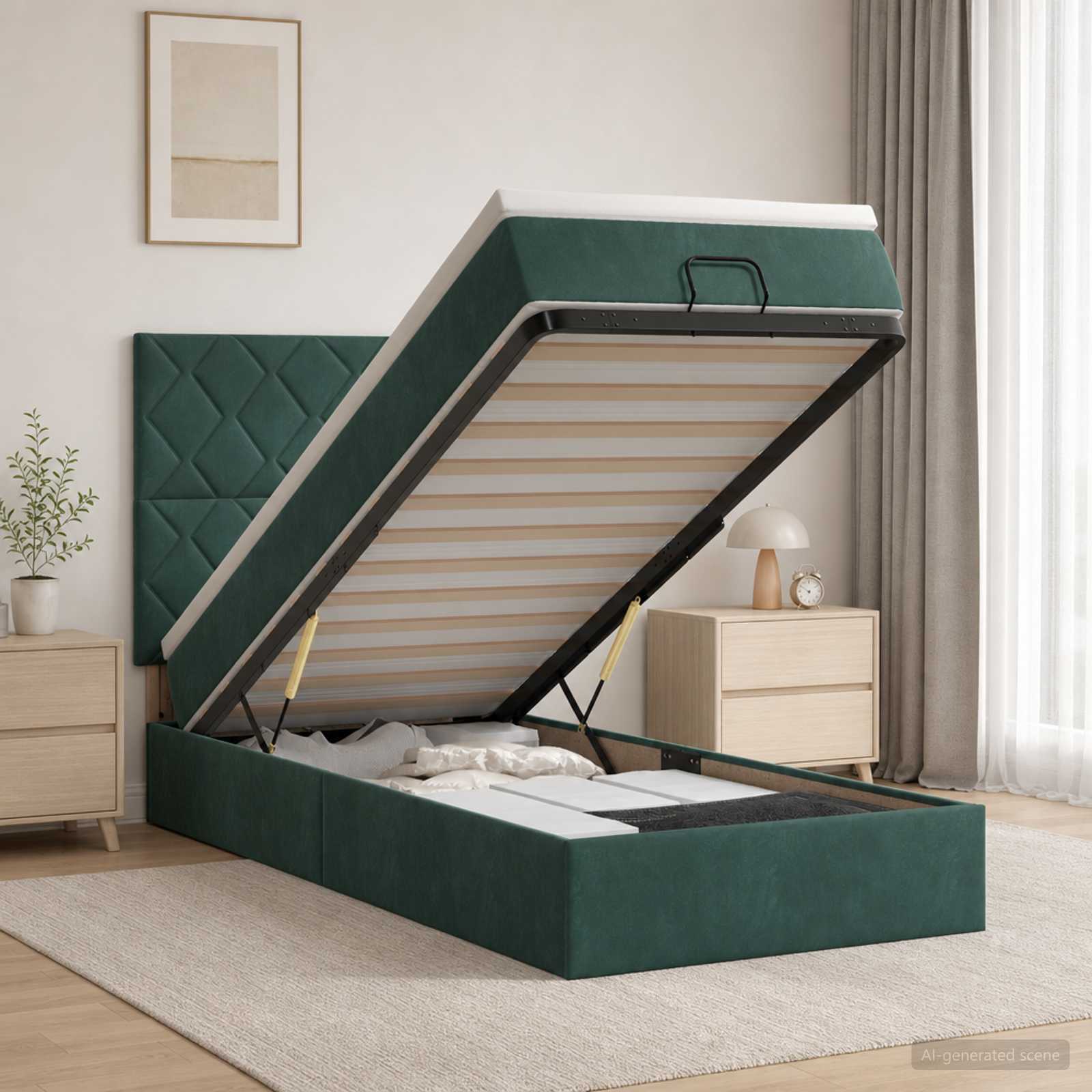 Ottoman bed met matras Donkergroen 80 x 200 cm Fluweel