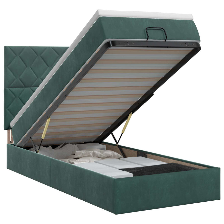 Ottoman bed met matras Donkergroen 80 x 200 cm Fluweel