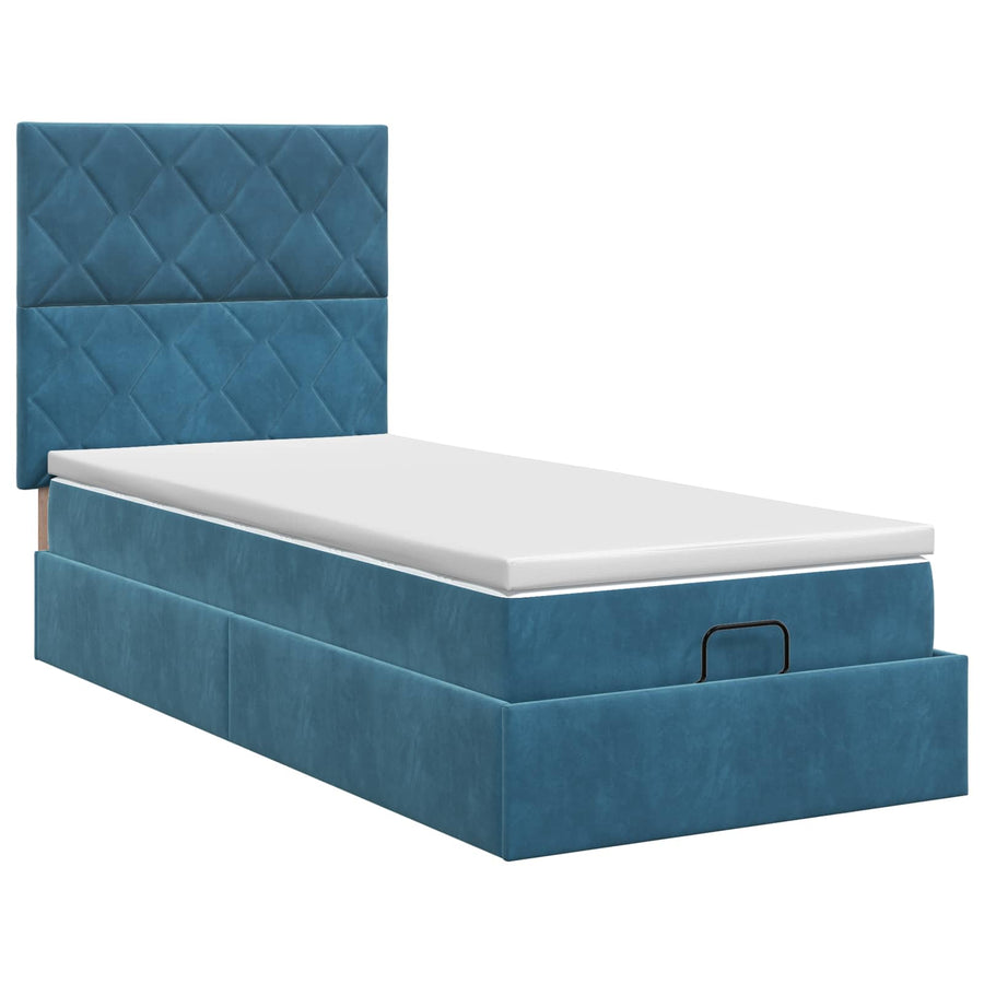 Ottoman bed met matras Donkerblauw 80 x 200 cm Fluweel