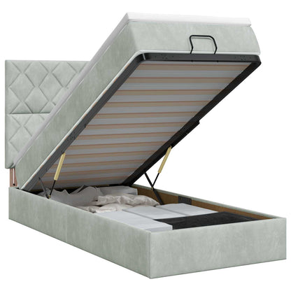 Ottoman bed met matras Lichtgrijs 90 x 190 cm Fluweel