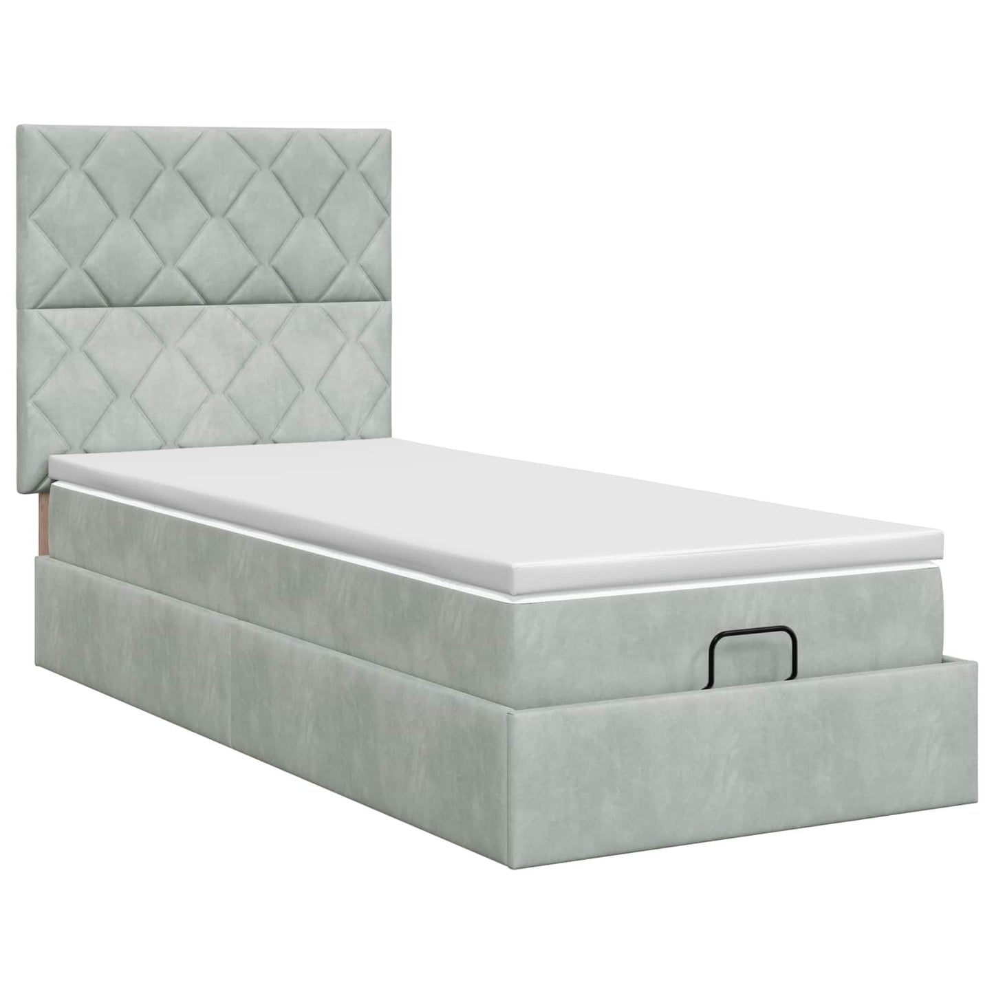 Ottoman bed met matras Lichtgrijs 90 x 190 cm Fluweel