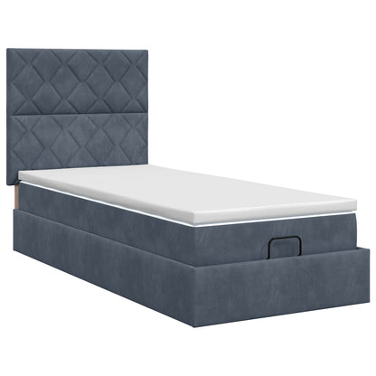 Ottoman bed met matras Donkergrijs 90 x 190 cm Fluweel