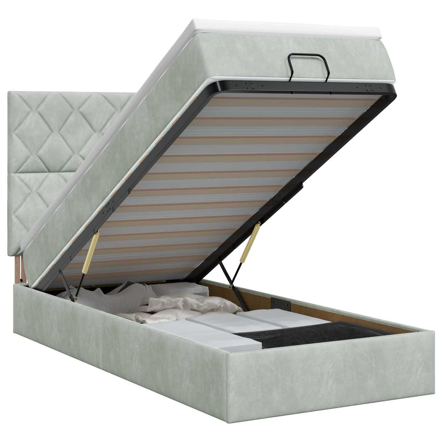 Ottoman bed met matras Lichtgrijs 90 x 200 cm Fluweel