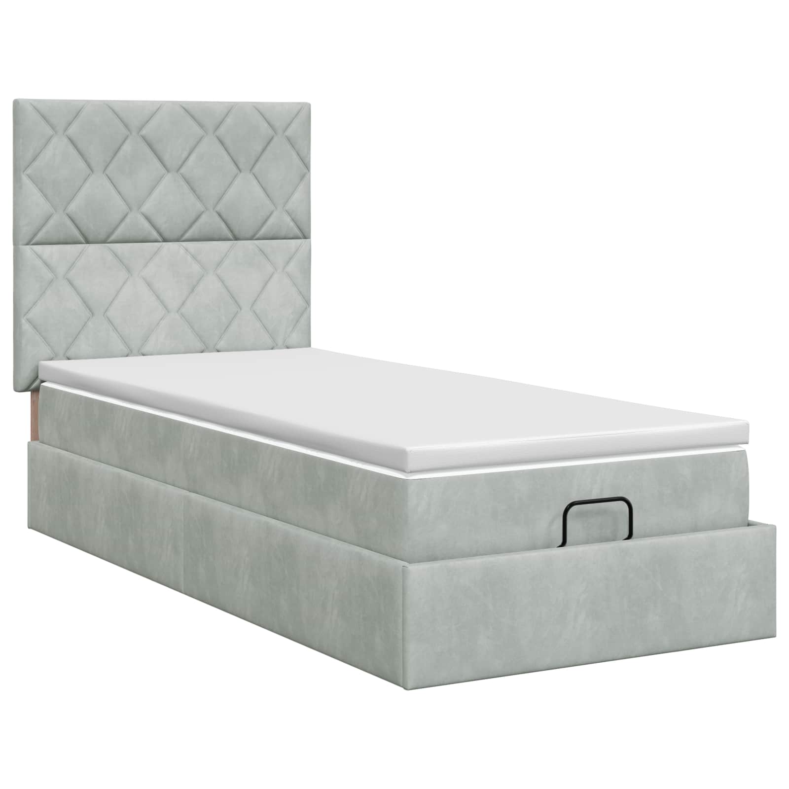 Ottoman bed met matras Lichtgrijs 90 x 200 cm Fluweel