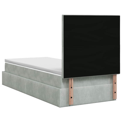 Ottoman bed met matras Lichtgrijs 90 x 200 cm Fluweel