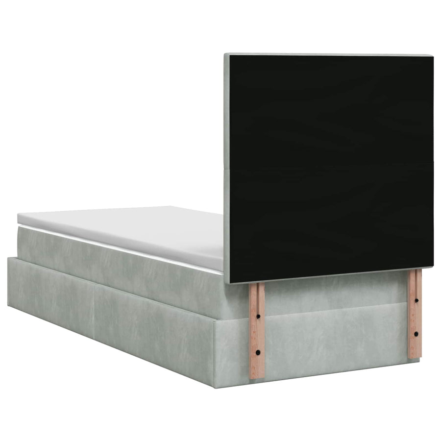 Ottoman bed met matras Lichtgrijs 90 x 200 cm Fluweel