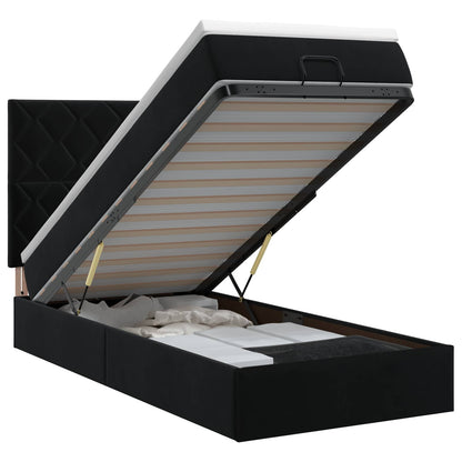 Ottoman bed met matras Zwart 100 x 200 cm Fluweel