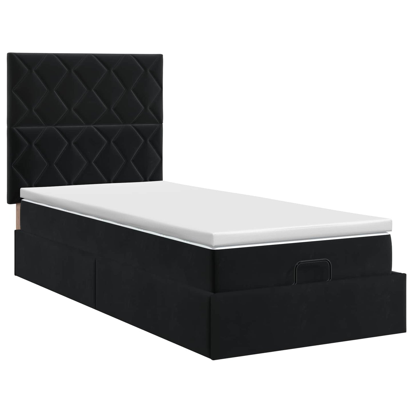 Ottoman bed met matras Zwart 100 x 200 cm Fluweel
