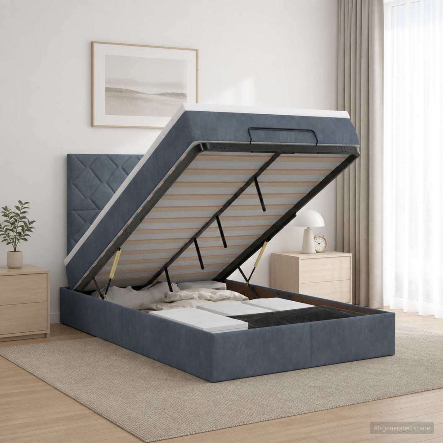 Ottoman bed met matras Donkergrijs 120 x 200 cm Fluweel