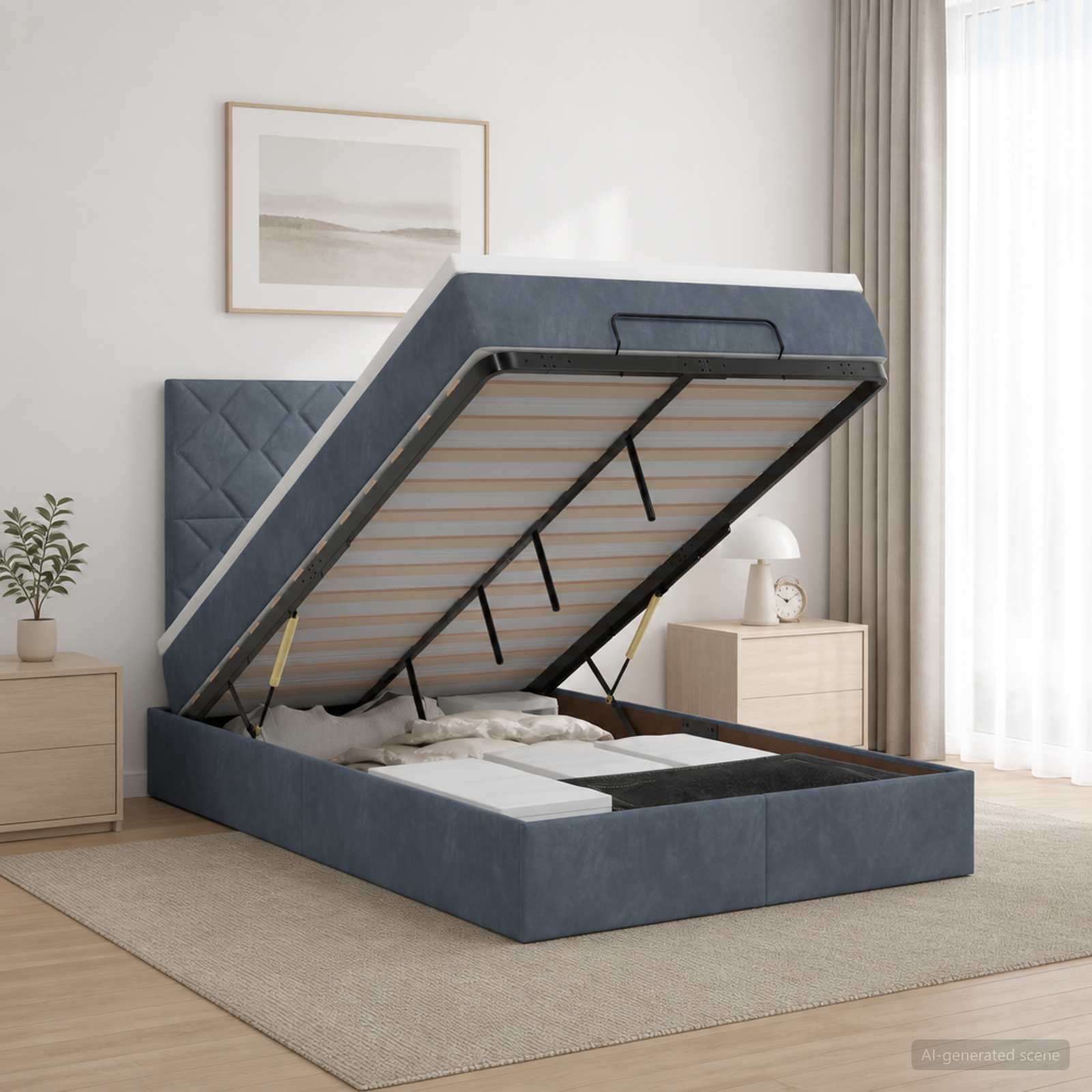Ottoman bed met matras Donkergrijs 120 x 200 cm Fluweel