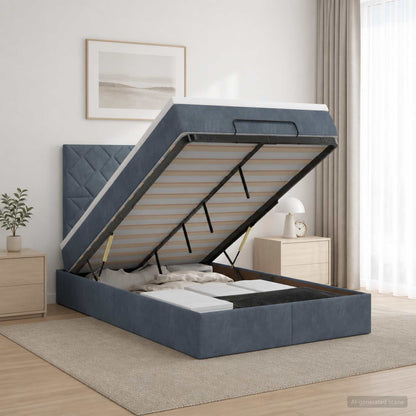 Ottoman bed met matras Donkergrijs 120 x 200 cm Fluweel