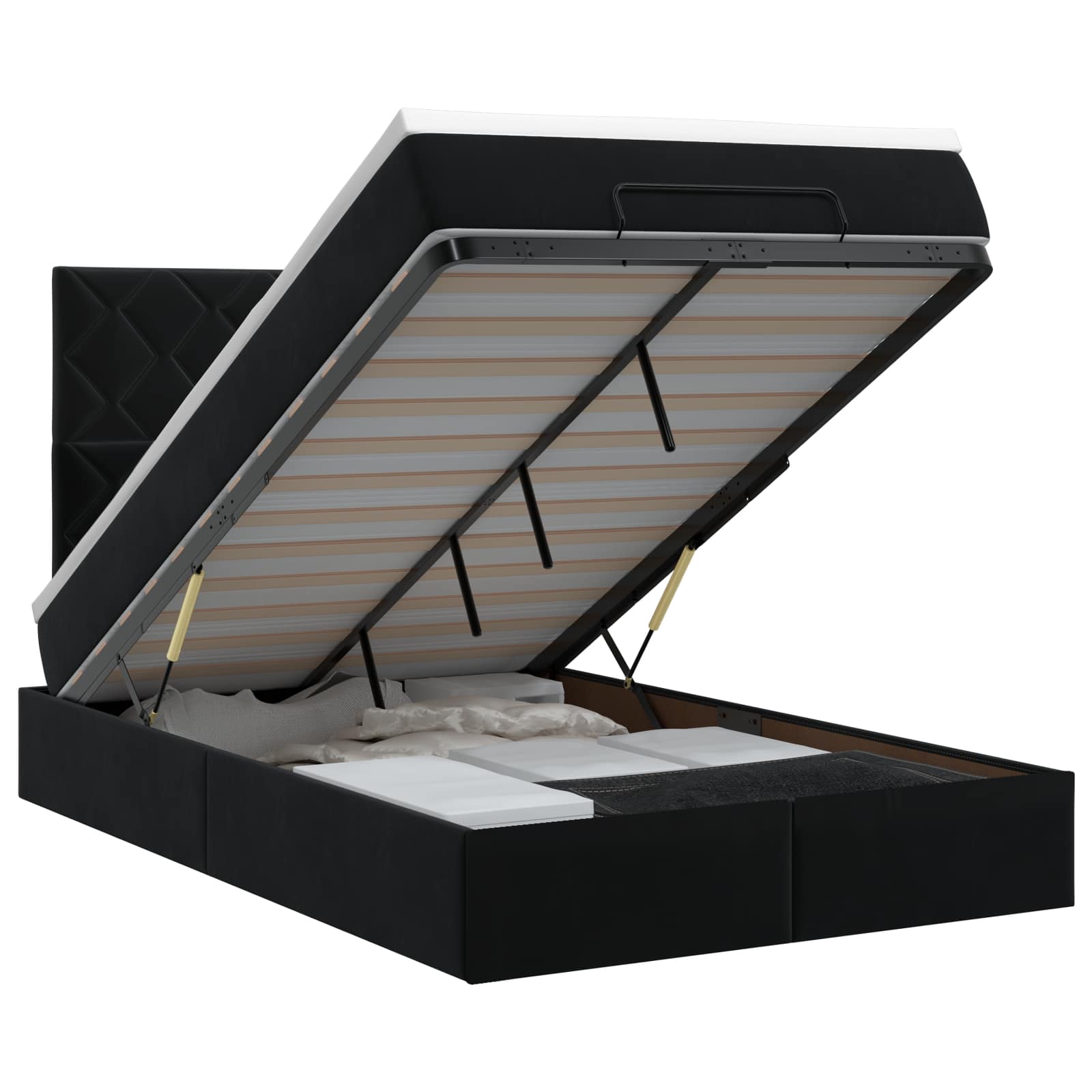Ottoman bed met matras Zwart 120 x 190 cm Fluweel
