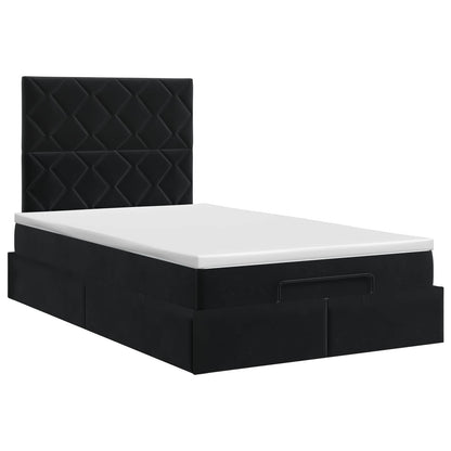 Ottoman bed met matras Zwart 120 x 190 cm Fluweel
