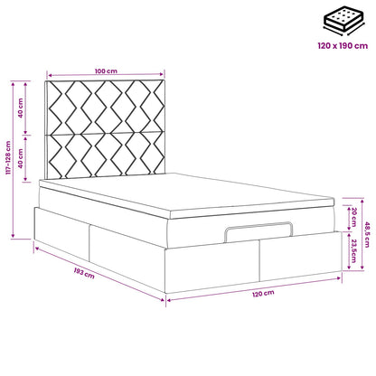 Ottoman bed met matras Zwart 120 x 190 cm Fluweel