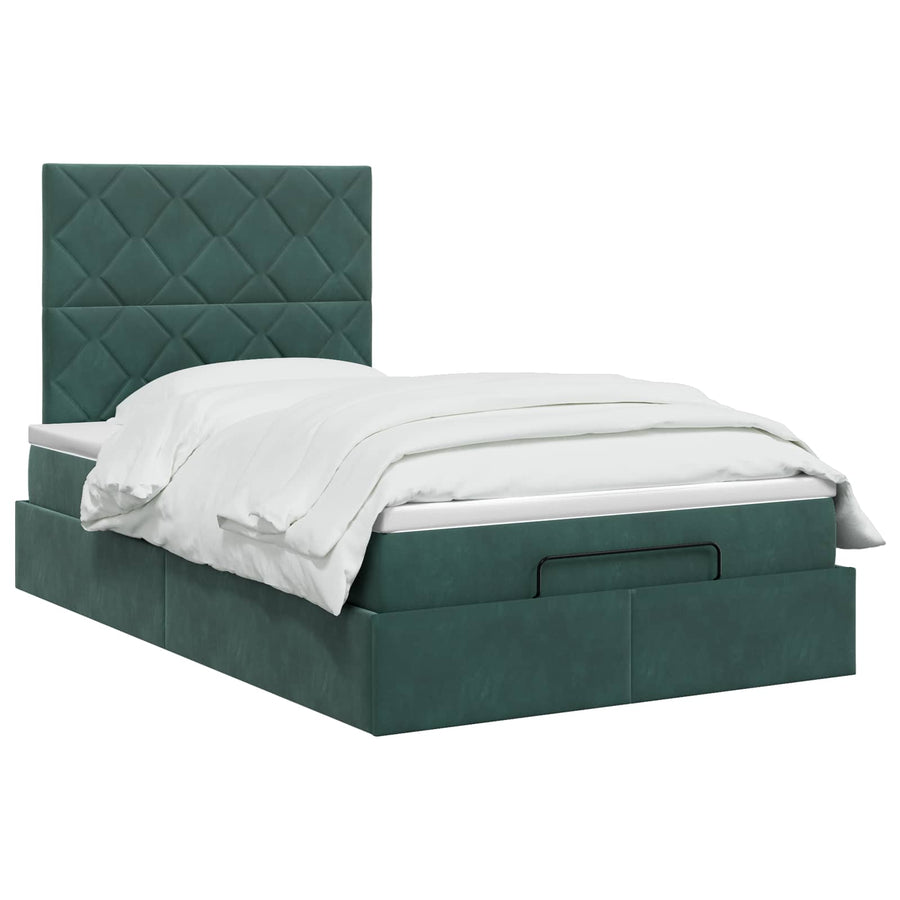 Ottoman bed met matras Donkergroen 120 x 190 cm Fluweel
