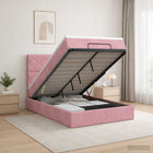 Bed roze 120x200 cm fluweel met opbergruimte
