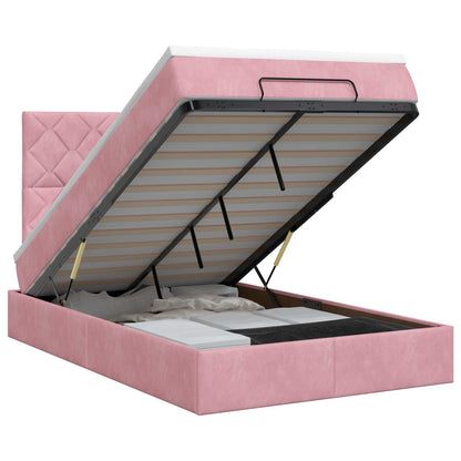 Ottoman bed met matras met hoofdeinde Roze 120 x 190 cm Fluweel