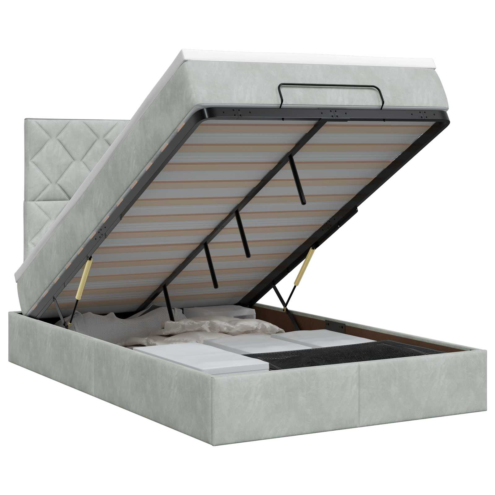 Ottoman bed met matras Lichtgrijs 120 x 200 cm Fluweel
