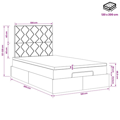 Ottoman bed met matras Lichtgrijs 120 x 200 cm Fluweel