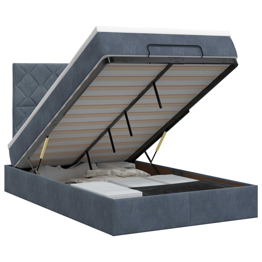 Ottoman bed met matras Donkergrijs 120 x 200 cm Fluweel