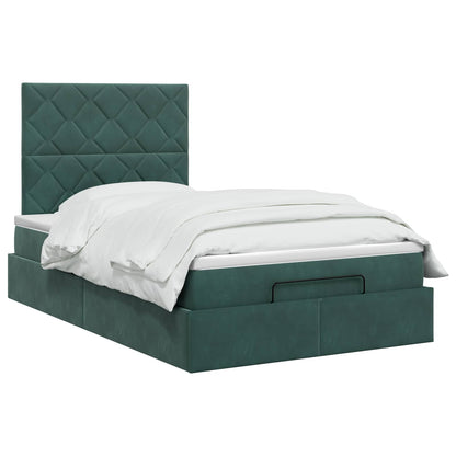 Ottoman bed met matras Donkergroen 120 x 200 cm Fluweel