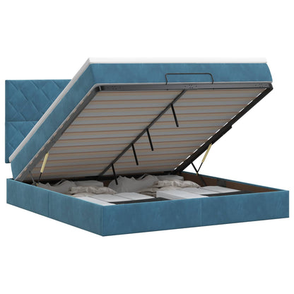 Ottoman bed met matras Donkerblauw 140 x 190 cm Fluweel