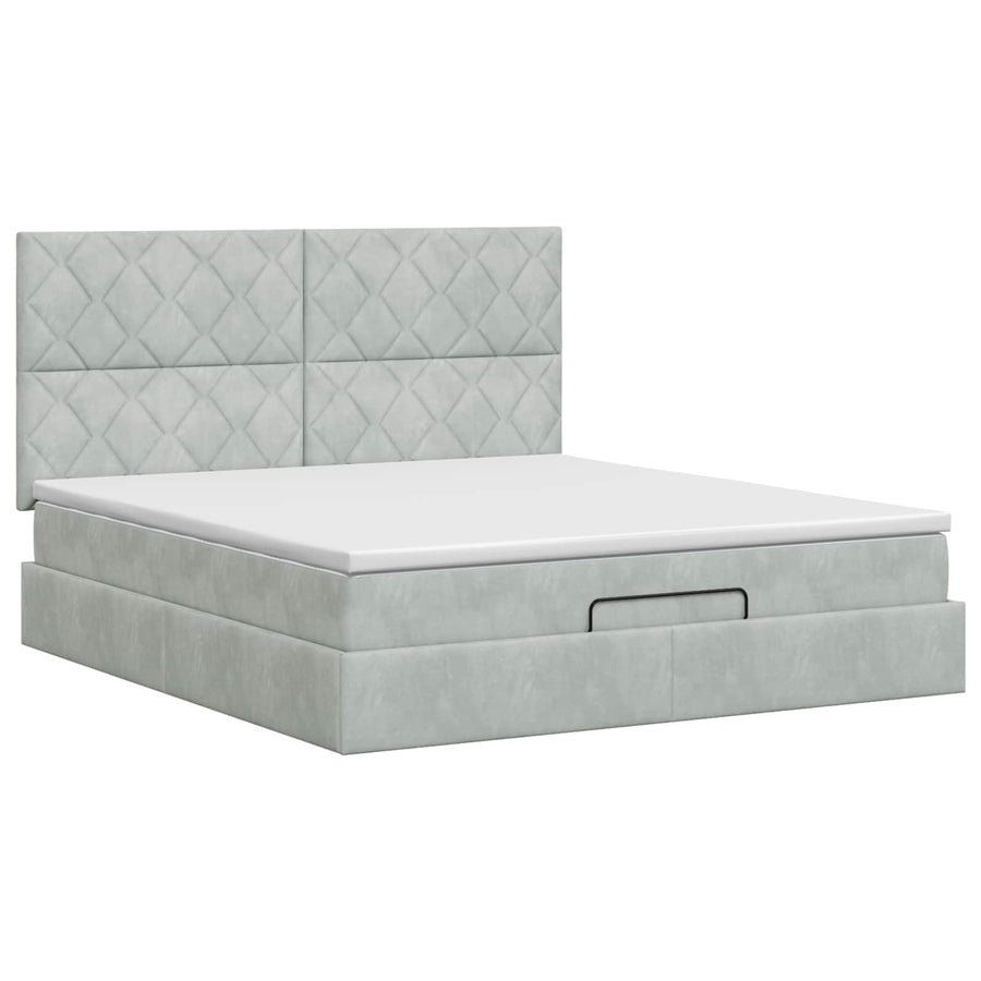 Ottoman bed met matras Lichtgrijs 160 x 200 cm Fluweel