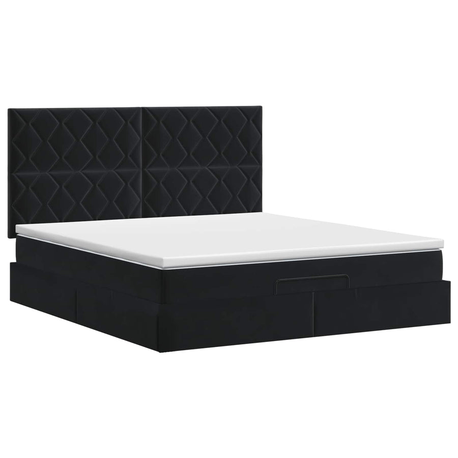 Ottoman bed met matras Zwart 160 x 200 cm Fluweel