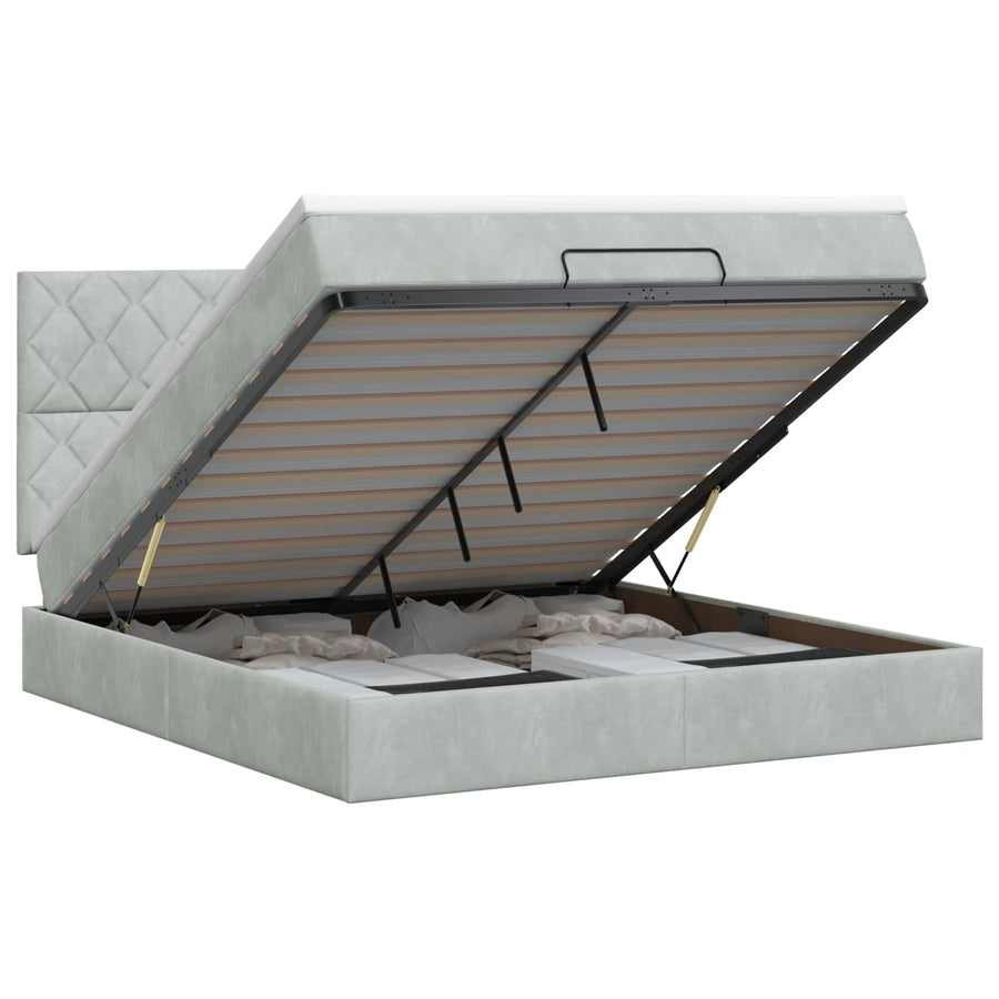 Ottoman bed met matras Lichtgrijs 180 x 200 cm Fluweel