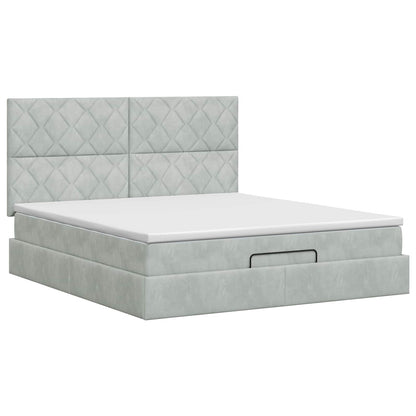 Ottoman bed met matras Lichtgrijs 180 x 200 cm Fluweel