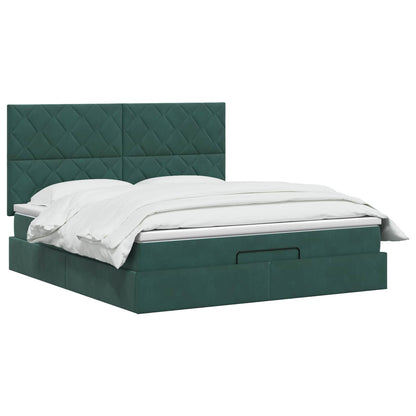 Ottoman bed met matras Donkergroen 180 x 200 cm Fluweel