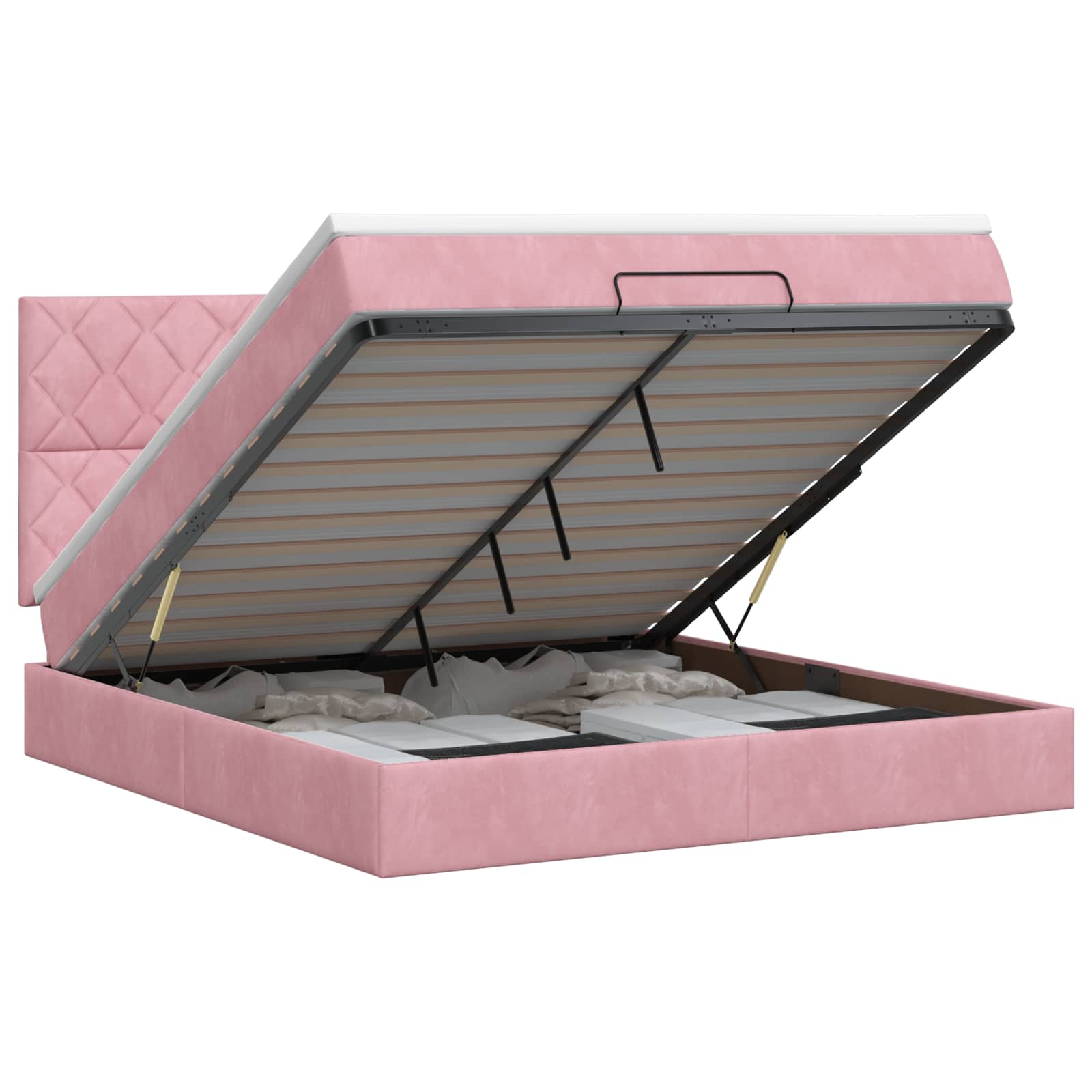 Ottoman bed met matras met hoofdeinde Roze 180 x 200 cm Fluweel