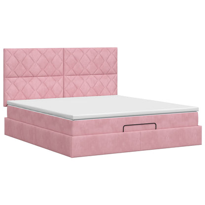 Ottoman bed met matras met hoofdeinde Roze 180 x 200 cm Fluweel