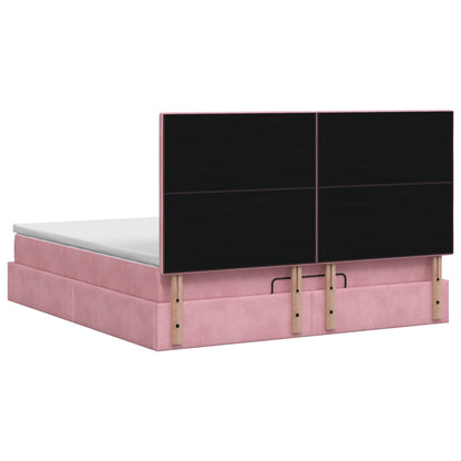 Ottoman bed met matras met hoofdeinde Roze 180 x 200 cm Fluweel