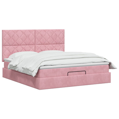 Ottoman bed met matras met hoofdeinde Roze 180 x 200 cm Fluweel