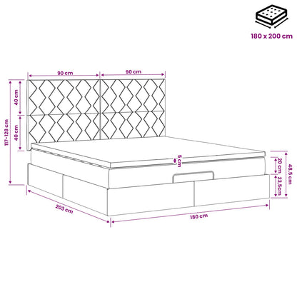 Ottoman bed met matras met hoofdeinde Roze 180 x 200 cm Fluweel