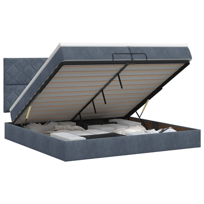 Ottoman bed met matras Donkergrijs 200 x 200 cm Fluweel