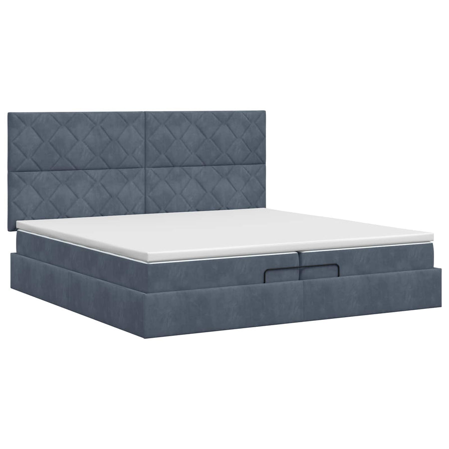 Ottoman bed met matras Donkergrijs 200 x 200 cm Fluweel