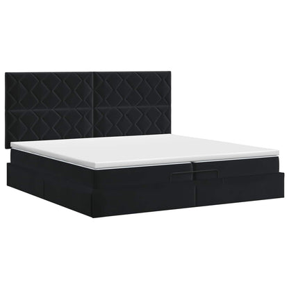 Ottoman bed met matras Zwart 200 x 200 cm Fluweel