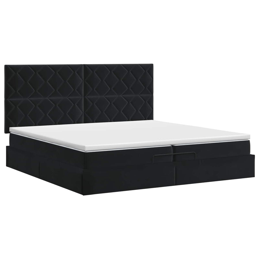Ottoman bed met matras Zwart 200 x 200 cm Fluweel