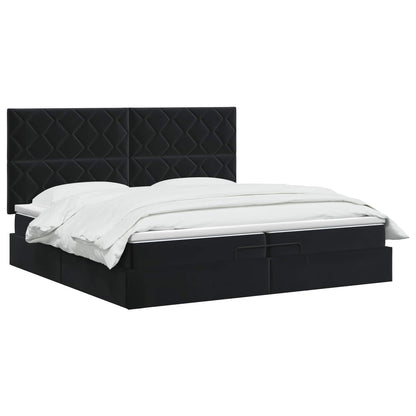 Ottoman bed met matras Zwart 200 x 200 cm Fluweel