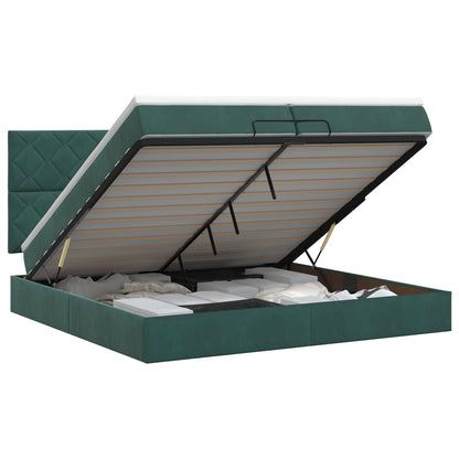 Ottoman bed met matras Donkergroen 200 x 200 cm Fluweel