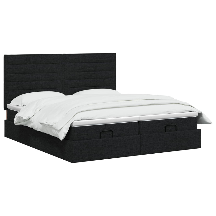 Ottoman bed met matras met hoofdeinde 2 st Zwart Stof