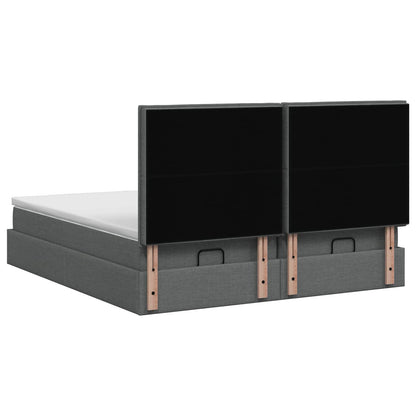 Ottoman bed met matras met hoofdeinde 2 st Donkergrijs Stof