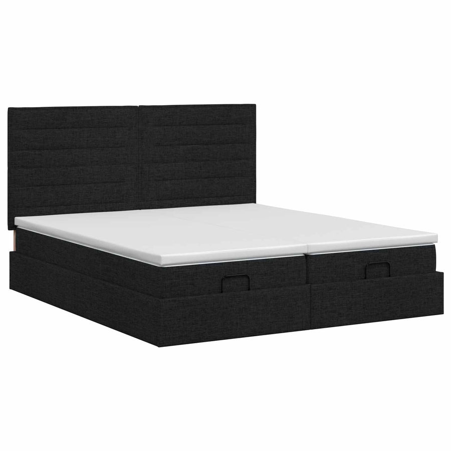 Ottoman bed met matras met hoofdeinde 2 st Zwart Stof