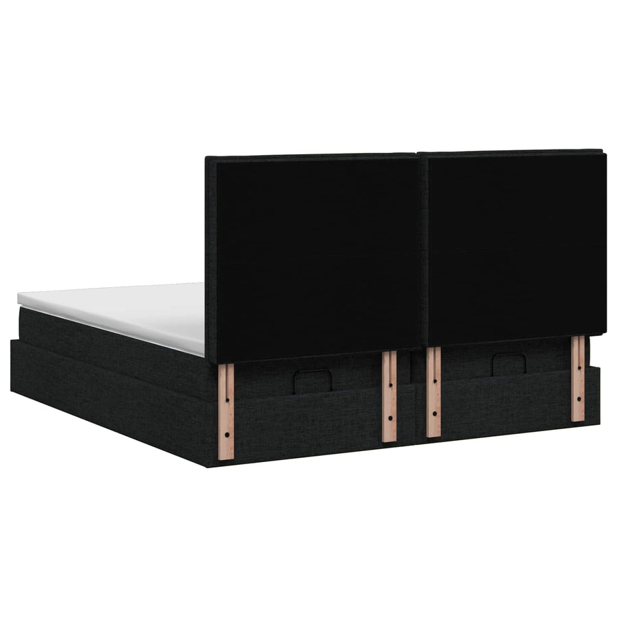 Ottoman bed met matras met hoofdeinde 2 st Zwart Stof