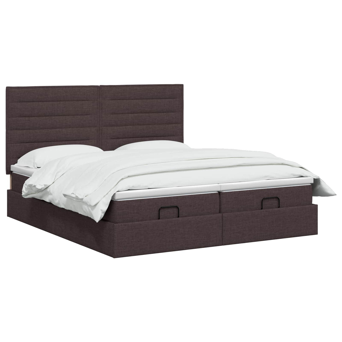 Ottoman bed met matras met hoofdeinde 2 st Donkerbruin Stof