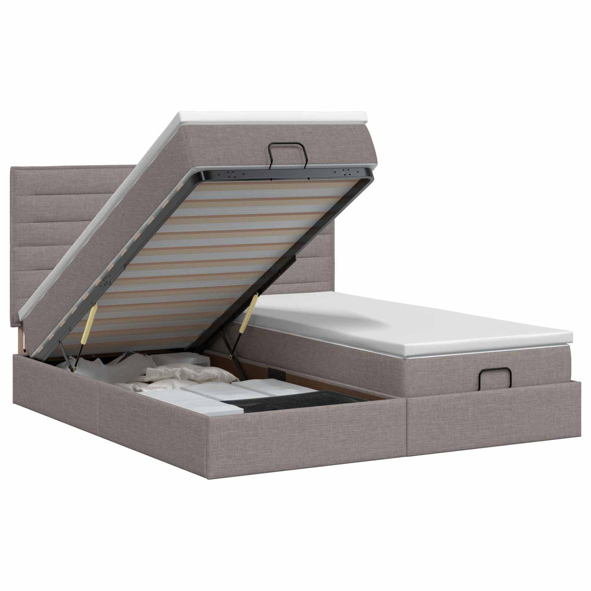 Ottoman bed met matras met hoofdeinde 2 st Taupe Stof
