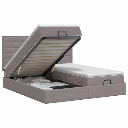Ottoman bed met matras met hoofdeinde 2 st Taupe Stof
