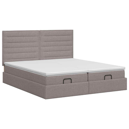 Ottoman bed met matras met hoofdeinde 2 st Taupe Stof